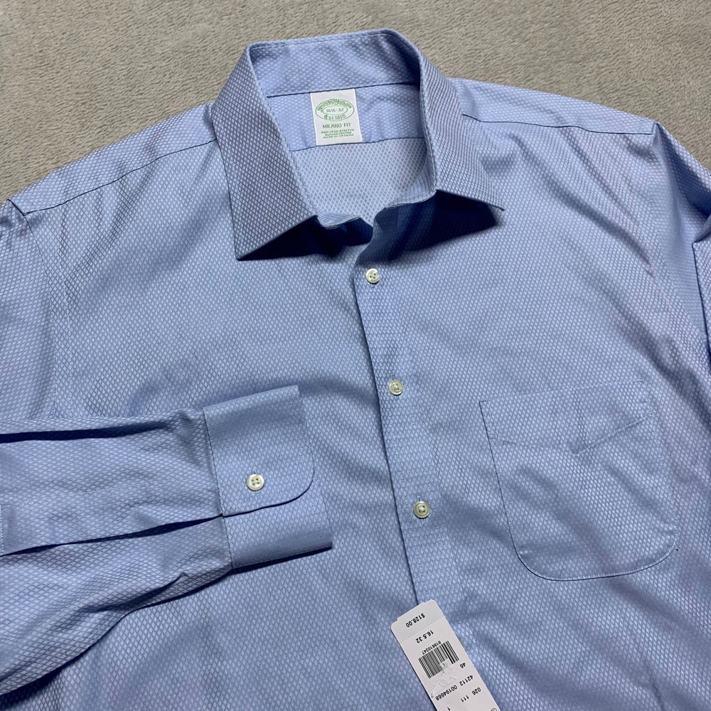 NWT Brooks Brothers‎ Milano Fit 16 1/2 - 32 Non Iron Stretch Button Dress Shirt